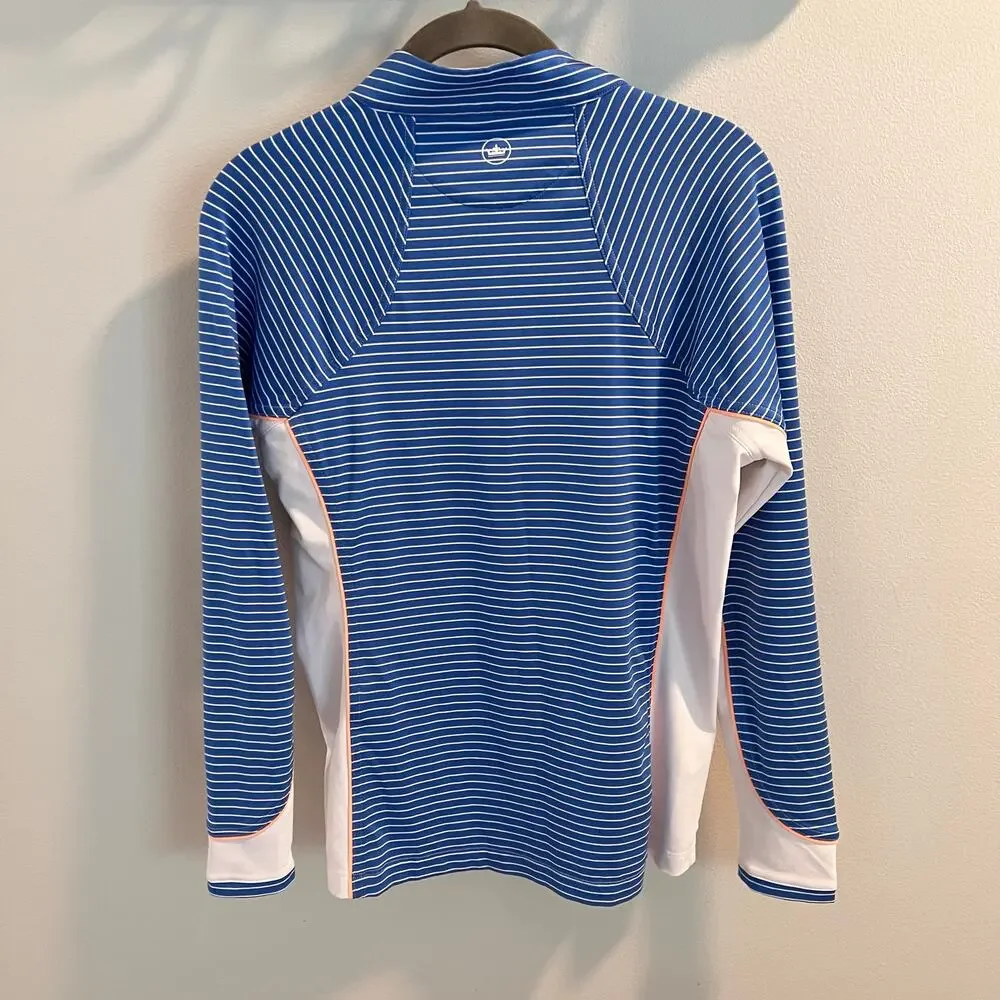 Peter Millar Blue and White Stripe Performance Base Layer Size S